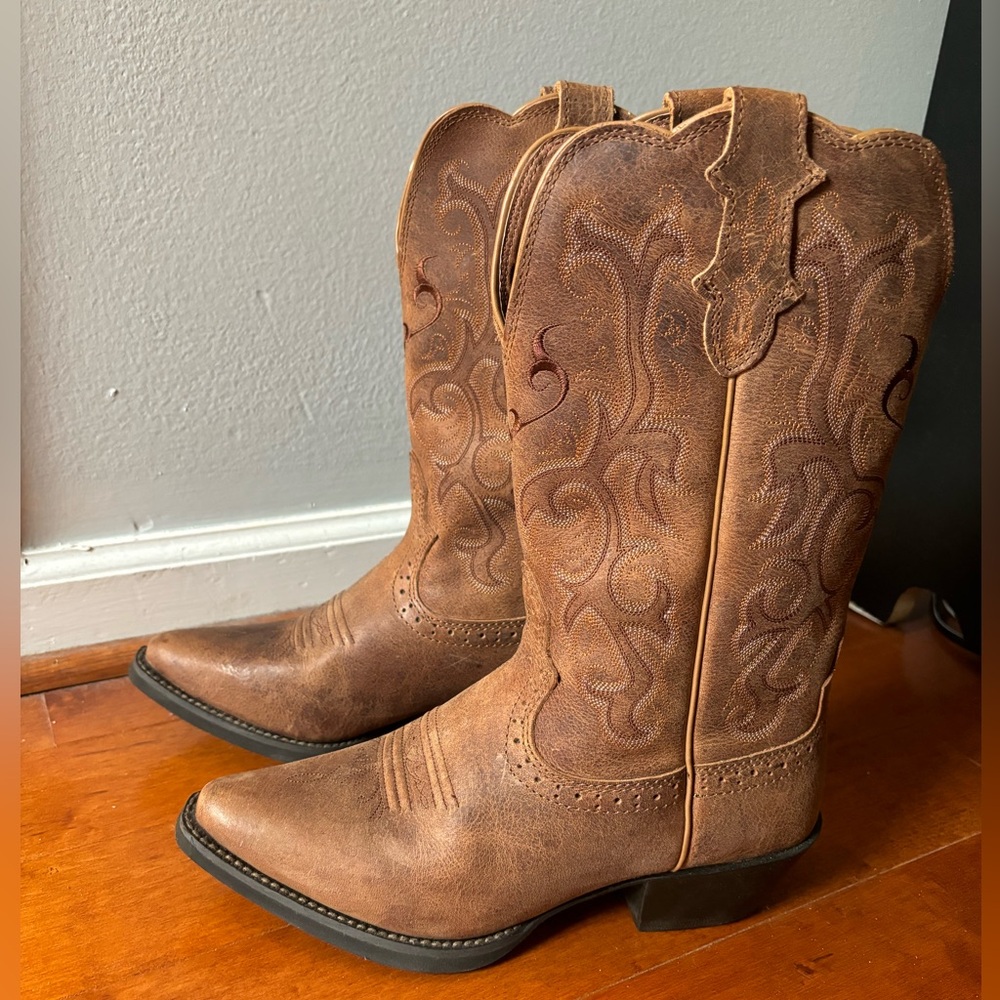 Justin McKayla Women’s Brown Leather Cowgirl Western Boots 7B L2561
